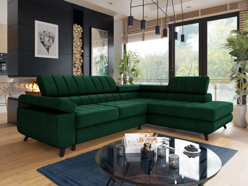 Amshyttan Sovesofa med chaiselong 4-personers - Grøn - Møbler - Sofaer - Sovesofaer
