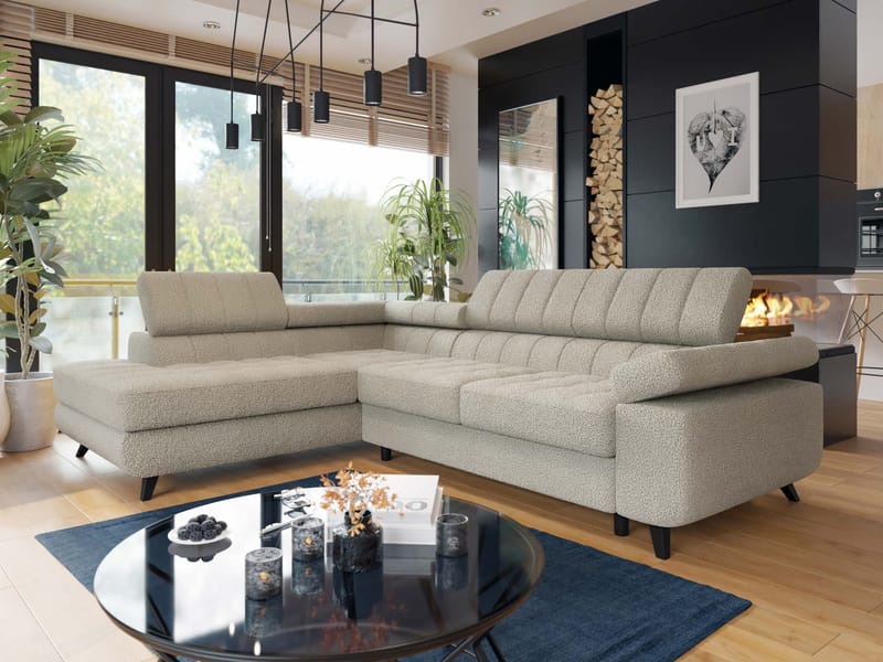 Amshyttan Sovesofa med chaiselong 4-personers - Beige - Møbler - Sofaer - Sovesofaer
