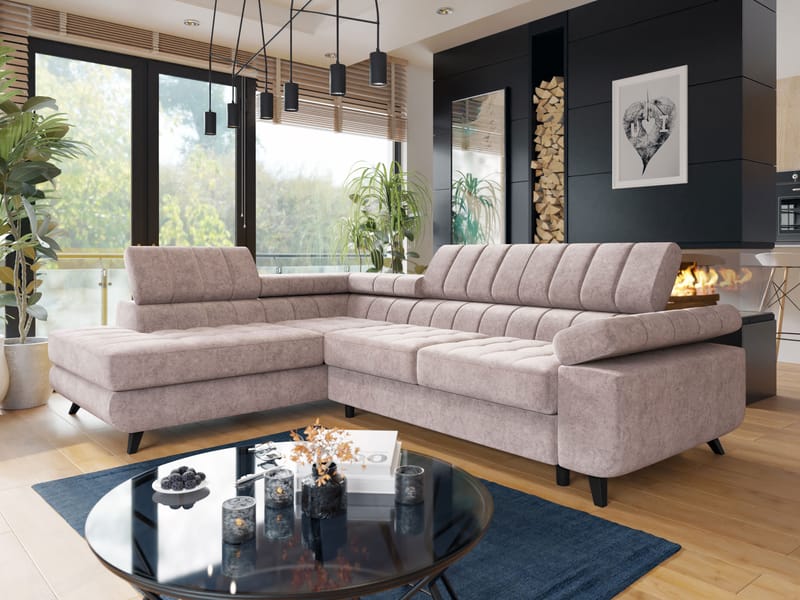 Amshyttan Sovesofa med chaiselong 4-personers - Rosa - Møbler - Sofaer - Sovesofaer