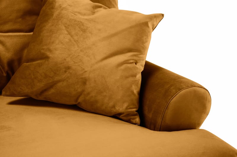 Andrew Sofaarrangement 3-personers + 2-personers Sofa + Lænestol + Fodskammel i Fløjl - Mørkegul - Møbler - Sofaer - Velour sofaer