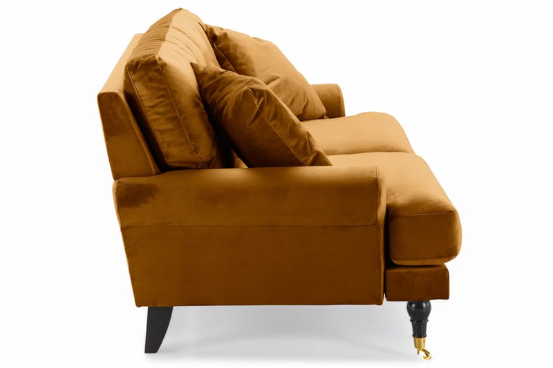 Andrew Sofaarrangement 3-personers + 2-personers Sofa + Lænestol + Fodskammel i Fløjl - Mørkegul - Møbler - Sofaer - Velour sofaer