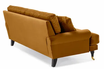 Andrew Sofaarrangement 3-personers + 2-personers Sofa + Lænestol + Fodskammel i Fløjl - Mørkegul - Møbler - Sofaer - Velour sofaer