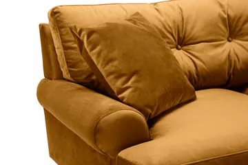 Andrew Sofaarrangement 3-personers + 2-personers Sofa + Lænestol + Fodskammel i Fløjl - Mørkegul - Møbler - Sofaer - Velour sofaer