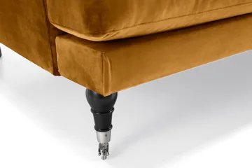 Andrew Sofaarrangement 3-personers + 2-personers Sofa + Lænestol + Fodskammel i Fløjl - Mørkegul - Møbler - Sofaer - Velour sofaer