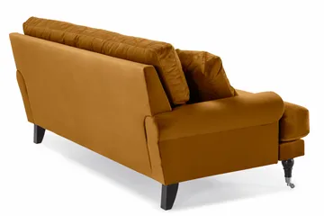 Andrew Sofaarrangement 3-personers + 2-personers Sofa + Lænestol + Fodskammel i Fløjl - Mørkegul - Møbler - Sofaer - Velour sofaer