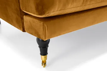 Andrew Sofaarrangement 3-personers + 2-personers Sofa + Lænestol + Fodskammel i Fløjl - Mørkegul - Møbler - Sofaer - Velour sofaer