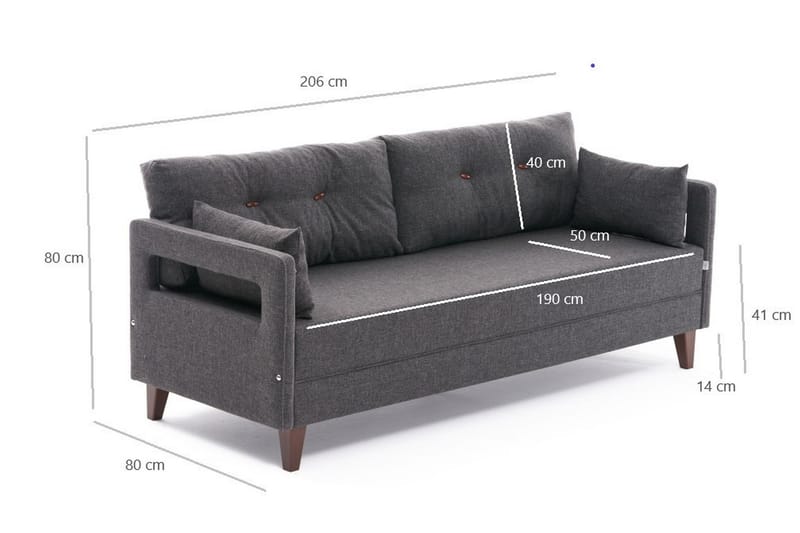 Angola Sofa 3-Pers. - Antracit - 3 personers sofa