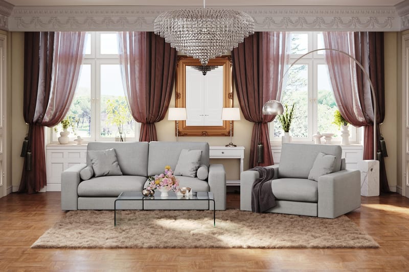 Arken Lyx 3-personers Dyb Sofa i stof - Lysegrå - Møbler - Sofaer - 3 personers sofa