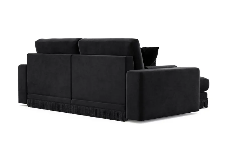Arken Lyx 3-personers Vendbar L-formet Dyb Chaiselongsofa i fløjl - Sort - Møbler - Sofaer - Sofa med chaiselong