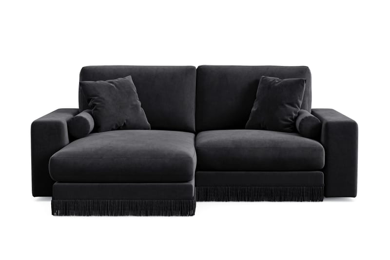 Arken Lyx 3-personers Vendbar L-formet Dyb Chaiselongsofa i fløjl - Sort - Møbler - Sofaer - Sofa med chaiselong