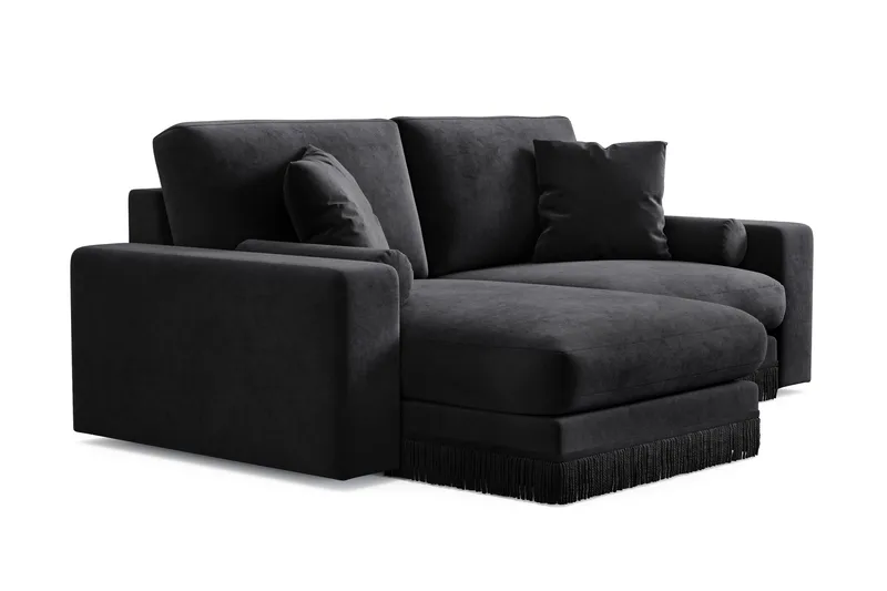 Arken Lyx 3-personers Vendbar L-formet Dyb Chaiselongsofa i fløjl - Sort - Møbler - Sofaer - Sofa med chaiselong