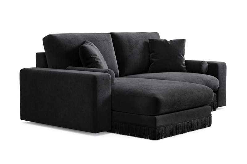 Arken Lyx 3-personers Vendbar L-formet Dyb Chaiselongsofa i fløjl - Sort - Møbler - Sofaer - Sofa med chaiselong