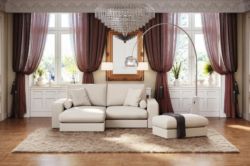 Arken Lyx 3-personers Vendbar L-formet Dyb Chaiselongsofa i stof - Lys beige - Møbler - Sofaer - Sofa med chaiselong