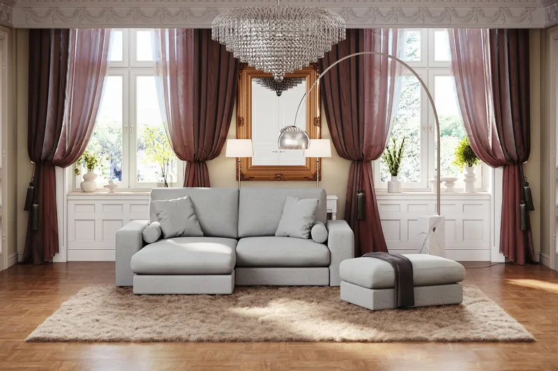 Arken Lyx 3-personers Vendbar L-formet Dyb Chaiselongsofa i stof - Lysegrå - Møbler - Sofaer - Sofa med chaiselong