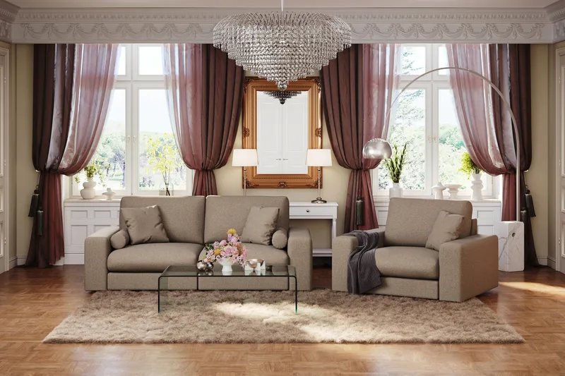 Arken Lyx 3-personers Dyb Sofa i stof - Brun - Møbler - Sofaer - 3 personers sofa