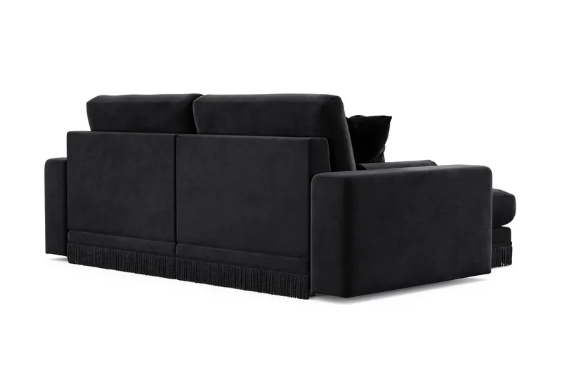 Arken Lyx 3-personers Vendbar L-formet Dyb Chaiselongsofa i fløjl - Sort - Møbler - Sofaer - Sofa med chaiselong