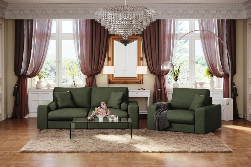 Arken Lyx 3-personers Dyb Sofa i stof - Grøn - Møbler - Sofaer - 3 personers sofa