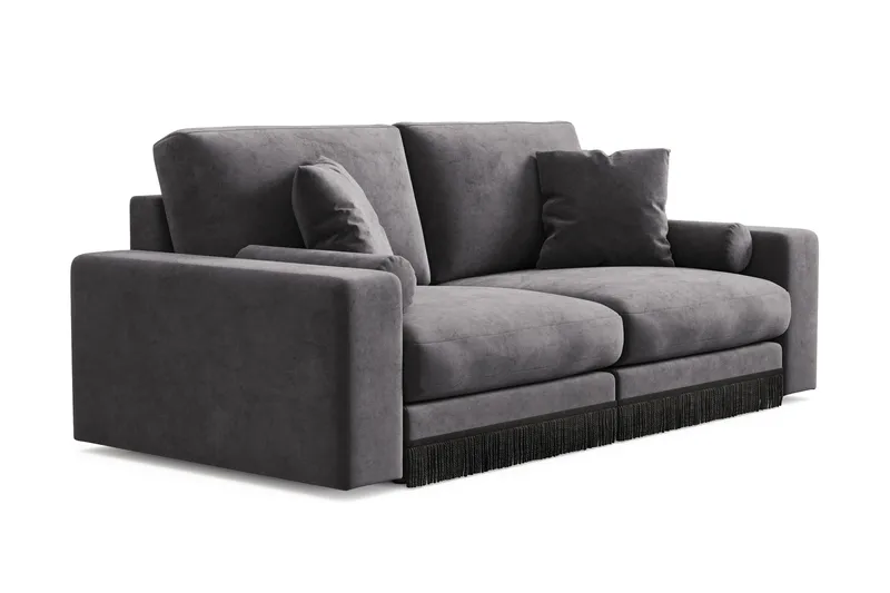 Arken Lyx 3-personers Dyb Sofa i fløjl - Mørkegrå - Møbler - Sofaer - Velour sofaer