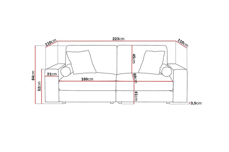 Arken Lyx 3-personers Dyb Sofa i stof - Brun - Møbler - Sofaer - 3 personers sofa