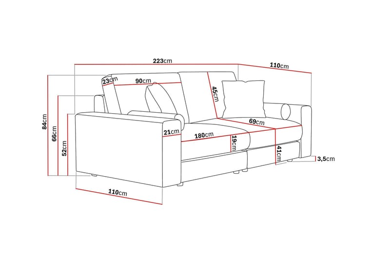 Arken Lyx 3-personers Dyb Sofa i stof - Brun - Møbler - Sofaer - 3 personers sofa