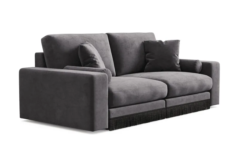 Arken Lyx 3-personers Dyb Sofa i fløjl - Mørkegrå - Møbler - Sofaer - Velour sofaer