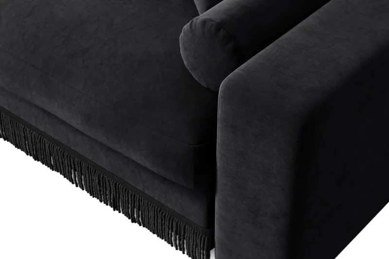 Arken Lyx 3-personers Vendbar L-formet Dyb Chaiselongsofa i fløjl - Sort - Møbler - Sofaer - Sofa med chaiselong