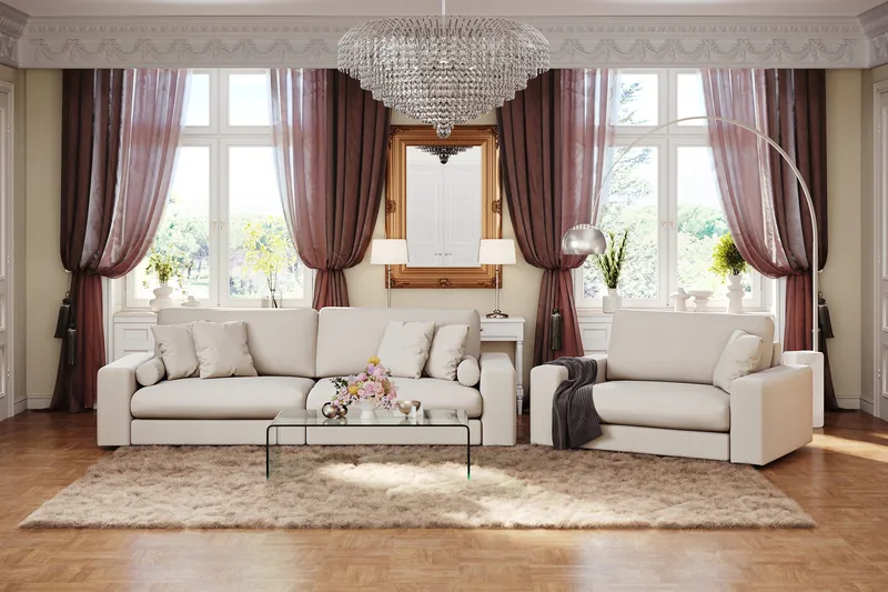 Arken Lyx 4-personers Dyb Sofa i stof - Lys beige - Møbler - Sofaer - 4 personers sofa