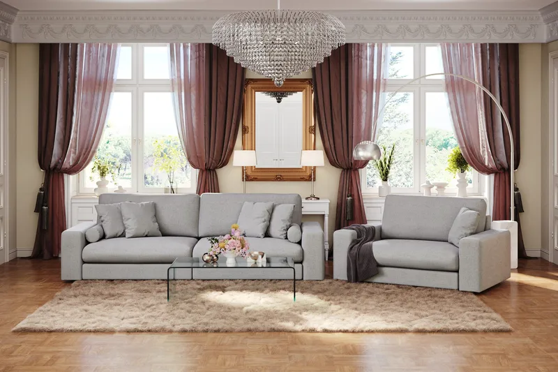 Arken Lyx 4-personers Dyb Sofa i stof - Lysegrå - Møbler - Sofaer - 4 personers sofa