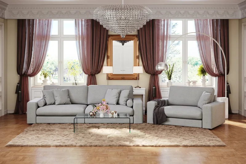 Arken Lyx 4-personers Dyb Sofa i stof - Lysegrå - Møbler - Sofaer - 4 personers sofa