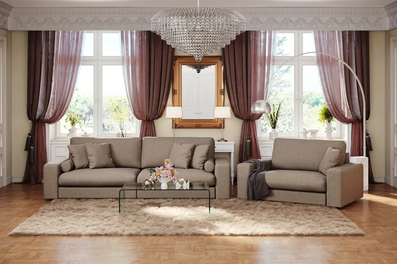 Arken Lyx 4-personers Dyb Sofa i stof - Brun - Møbler - Sofaer - 4 personers sofa