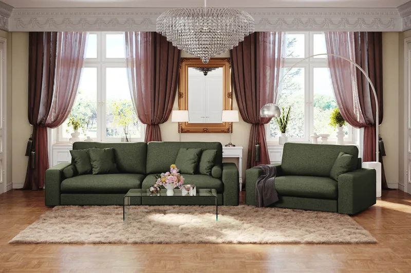 Arken Lyx 4-personers Dyb Sofa i stof - Grøn - Møbler - Sofaer - 4 personers sofa