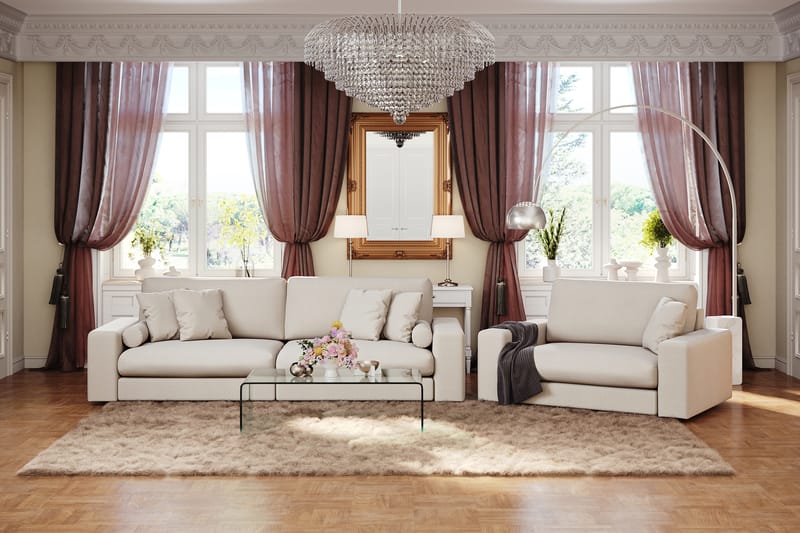 Arken Lyx 4-personers Dyb Sofa i stof - Lys beige - Møbler - Sofaer - 4 personers sofa