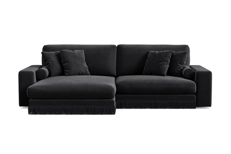 Arken Lyx 4-personers Vendbar L-formet Dyb Chaiselongsofa i fløjl - Sort - Møbler - Sofaer - Sofa med chaiselong