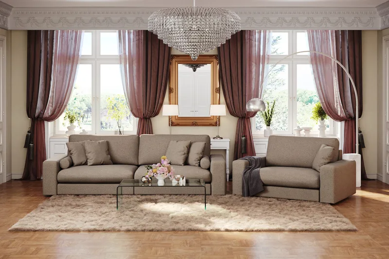 Arken Lyx 4-personers Dyb Sofa i stof - Brun - Møbler - Sofaer - 4 personers sofa