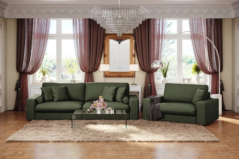 Arken Lyx 4-personers Dyb Sofa i stof - Grøn - Møbler - Sofaer - 4 personers sofa