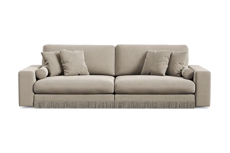 Arken Lyx 4-personers Dyb Sofa i fløjl, Beige