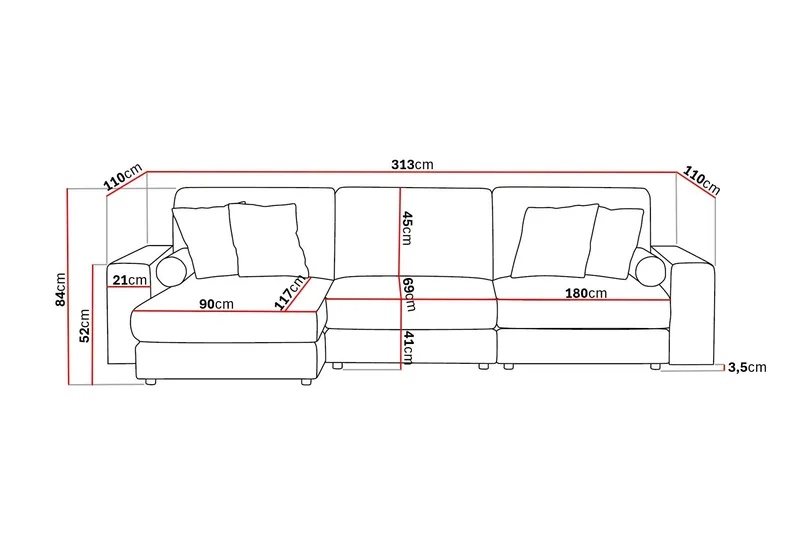 Arken Lyx 5-personers Vendbar L-formet Dyb Chaiselongsofa i Manchester - Greige - Møbler - Sofaer - Sofa med chaiselong