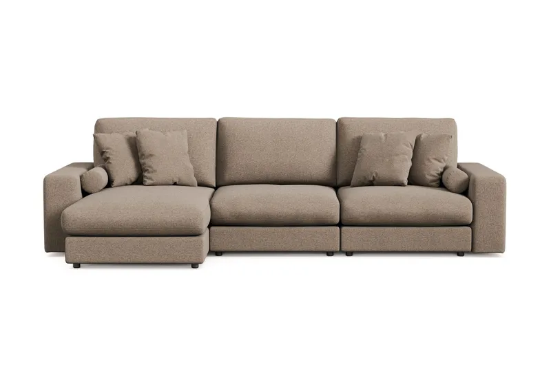 Arken Lyx 5-personers Vendbar L-formet Dyb Chaiselongsofa i stof, Brun
