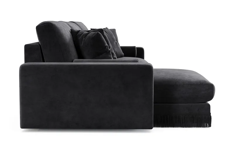 Arken Lyx 5-personers Vendbar L-formet Dyb Chaiselongsofa i fløjl - Sort - Møbler - Sofaer - Sofa med chaiselong