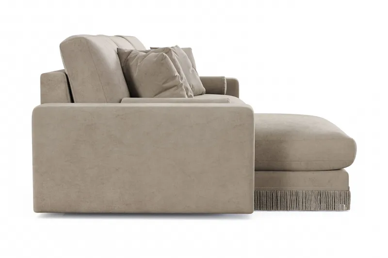 Arken Lyx 5-personers Vendbar L-formet Dyb Chaiselongsofa i fløjl - Beige - Møbler - Sofaer - Sofa med chaiselong