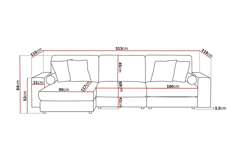 Arken Lyx 5-personers Vendbar L-formet Dyb Chaiselongsofa i stof - Brun - Møbler - Sofaer - Sofa med chaiselong
