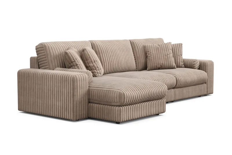 Arken Lyx 5-personers Vendbar L-formet Dyb Chaiselongsofa i Manchester - Greige - Møbler - Sofaer - Sofa med chaiselong