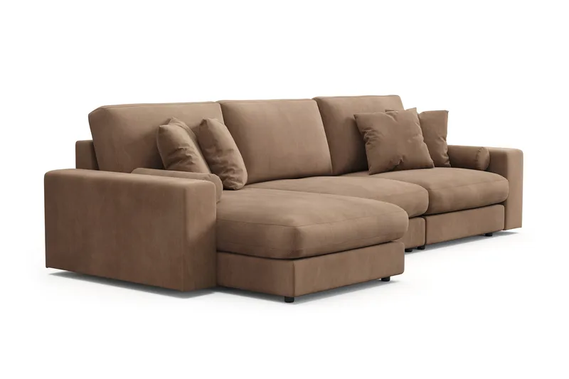 Arken Lyx 5-personers Vendbar L-formet Dyb Chaiselongsofa i Manchester - Brun - Møbler - Sofaer - Sofa med chaiselong