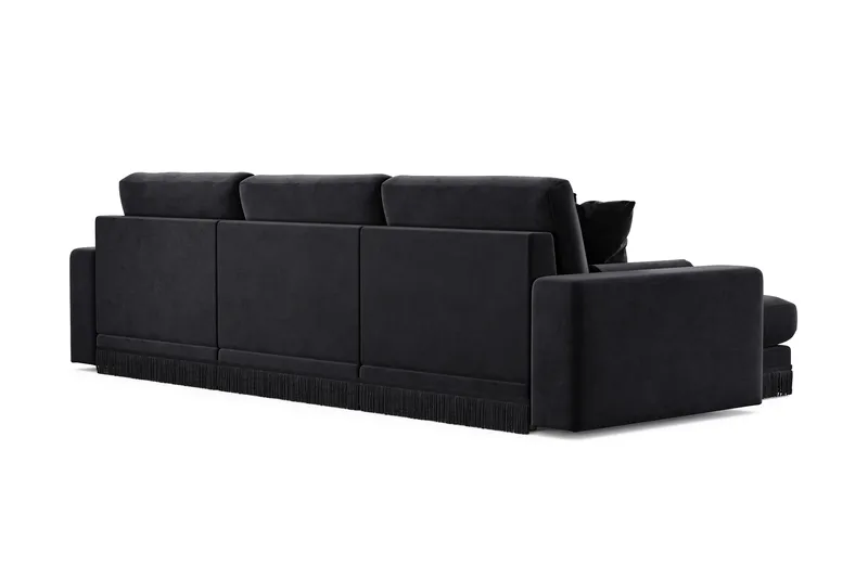 Arken Lyx 5-personers Vendbar L-formet Dyb Chaiselongsofa i fløjl - Sort - Møbler - Sofaer - Sofa med chaiselong