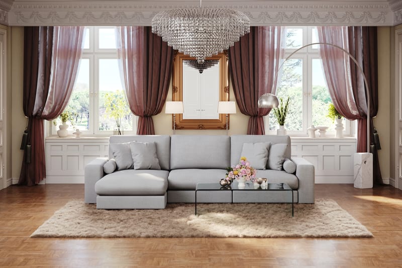 Arken Lyx 5-personers Vendbar L-formet Dyb Chaiselongsofa i stof - Lysegrå - Møbler - Sofaer - Sofa med chaiselong