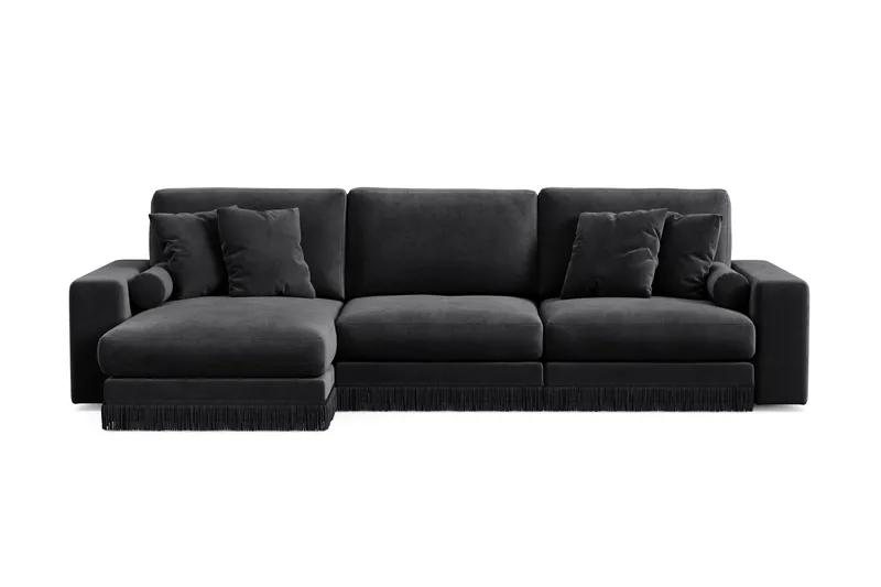 Arken Lyx 5-personers Vendbar L-formet Dyb Chaiselongsofa i fløjl - Sort - Møbler - Sofaer - Sofa med chaiselong