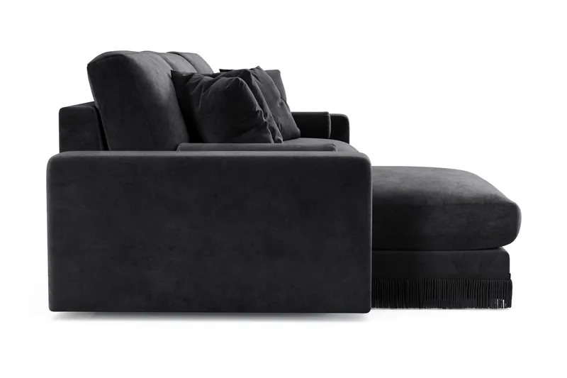 Arken Lyx 5-personers Vendbar L-formet Dyb Chaiselongsofa i fløjl - Sort - Møbler - Sofaer - Sofa med chaiselong