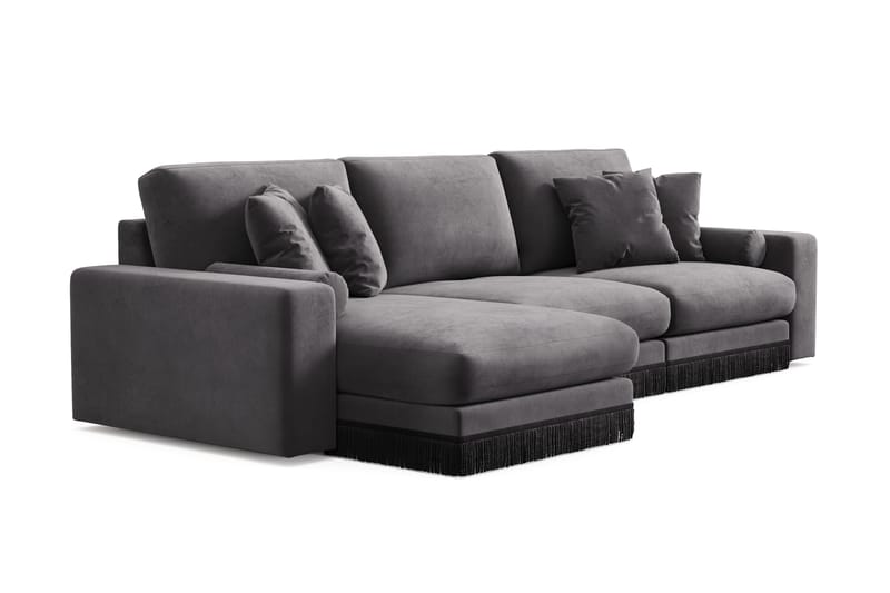 Arken Lyx 5-personers Vendbar L-formet Dyb Chaiselongsofa i fløjl - Mørkegrå - Møbler - Sofaer - Sofa med chaiselong