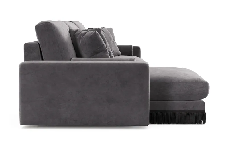 Arken Lyx 5-personers Vendbar L-formet Dyb Chaiselongsofa i fløjl - Mørkegrå - Møbler - Sofaer - Sofa med chaiselong