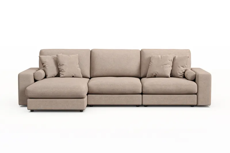 Arken Lyx 5-personers Vendbar L-formet Dyb Chaiselongsofa i stof - Beige - Møbler - Sofaer - Sofa med chaiselong